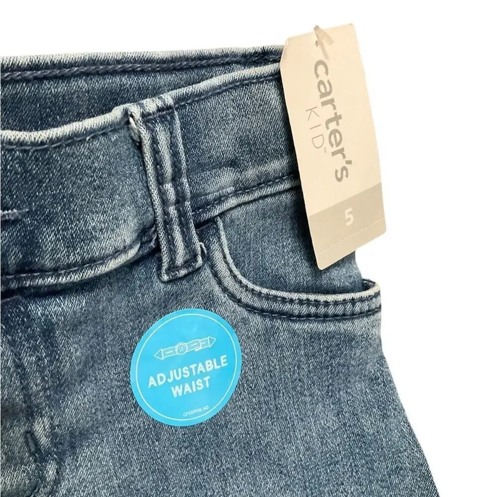 Carter's Girl’s Jean Shorts Raw Hem Blue Denim Size 5 NWT